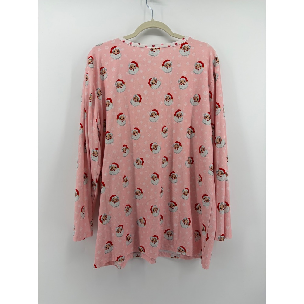 Charlie's Project Pajama Set Pink Womens XL Santa Claus Snowflake Holiday PJs - Picture 3 of 6